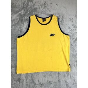 Vintage FUBU Sports Tank Top Mens 2X XXL Yellow Blue 90s Y2K Embroidered Baggy‎